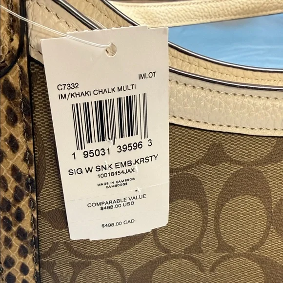 Coach Tan and Cream Signature Shoulder Bag With Purse Scarf - Picture 5 of 13